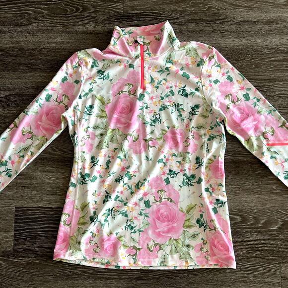 NWOT LoveShackFancy x BOGNER Fire + Ice Margot Zip Floral Top XL Roses Ski Layer - Picture 13 of 16